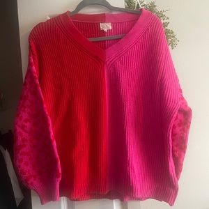 Pink & Red Colorbock Sweater